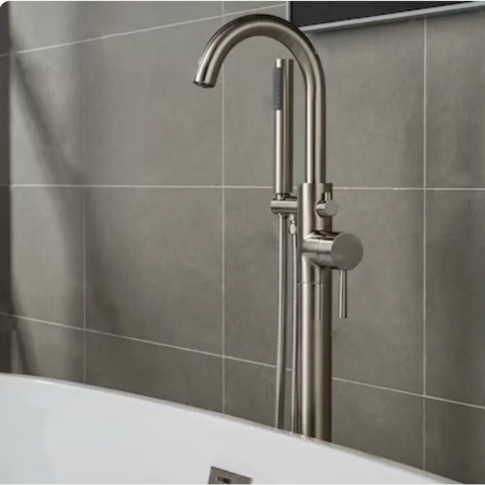 WOODBRIDGE F0001BN Freestanding Tub Filler with Hand Shower Brushed Nickel